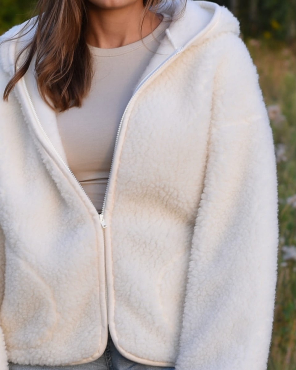 Kurtka z Wełny Merino Oversize MILKY
