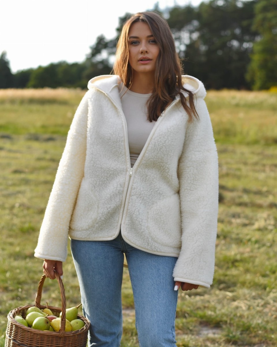 Kurtka z Wełny Merino Oversize MILKY