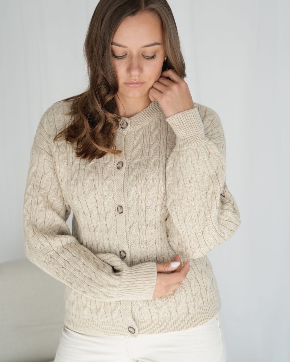 CARMEN Sweter z wełny merino 100% Beżowy
