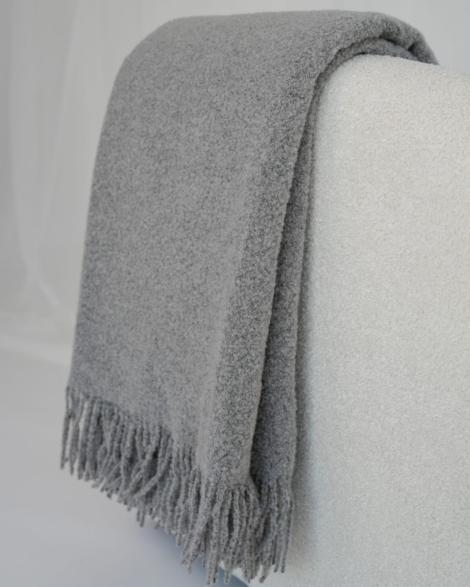 Koc Merino Bouclé Szary