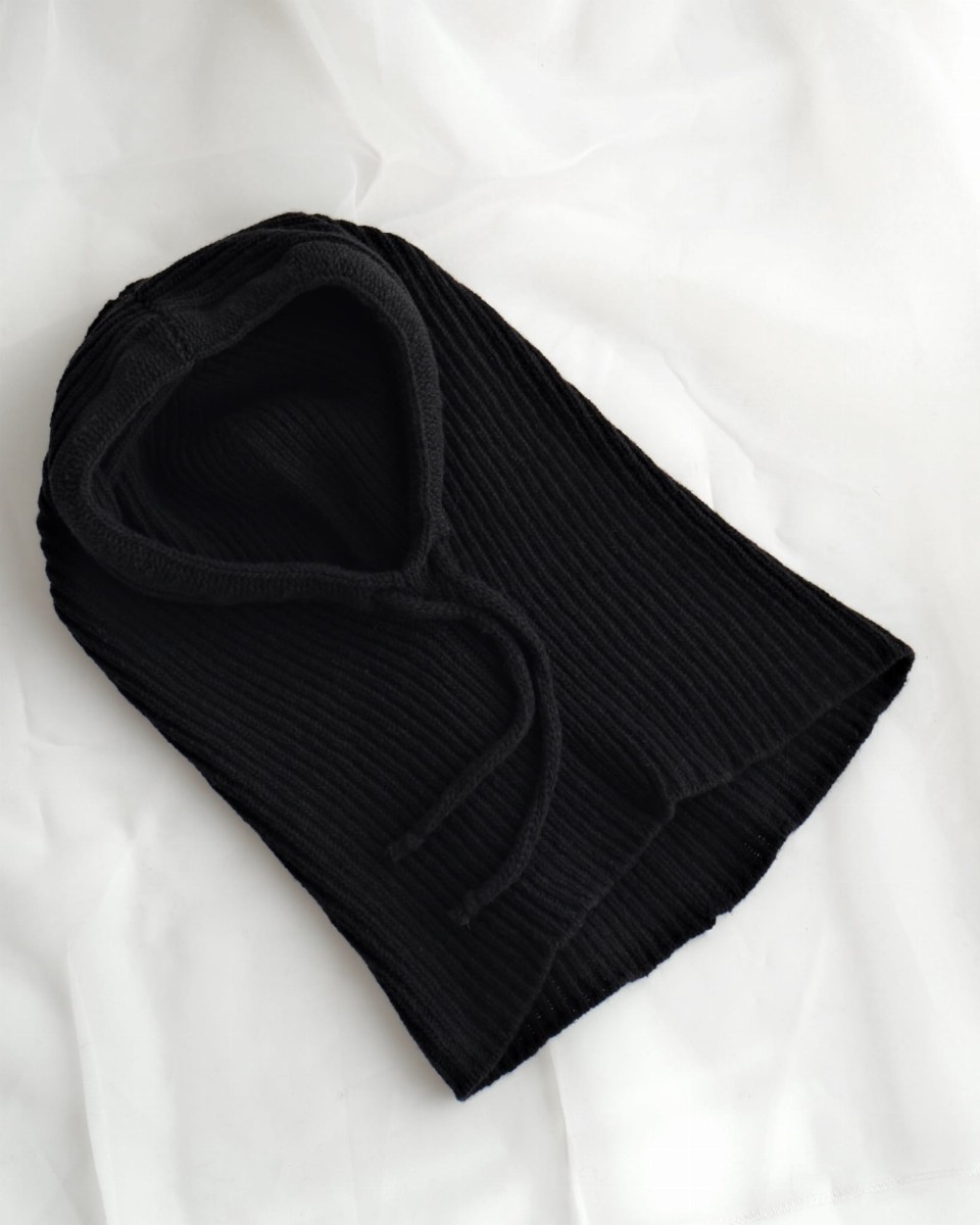 Kaptur Balaclava z wełny merino Czarny