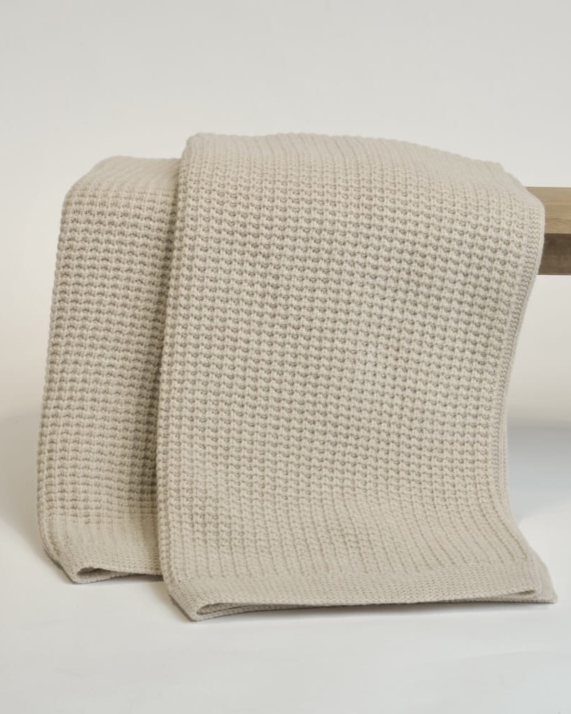 Koc z Wełny Merino 100% Beżowy