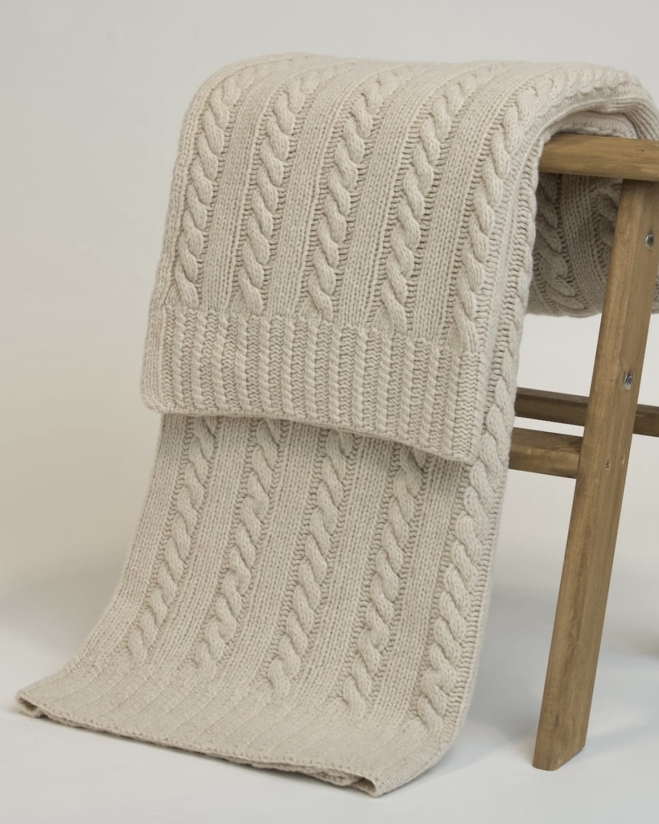 Koc z Wełny Merino 100% Beżowy