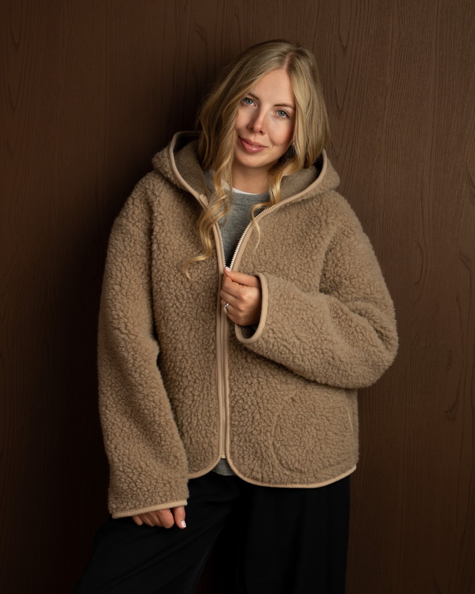 MEGGIE Kurtka z Wełny Merino Oversize TAUPE