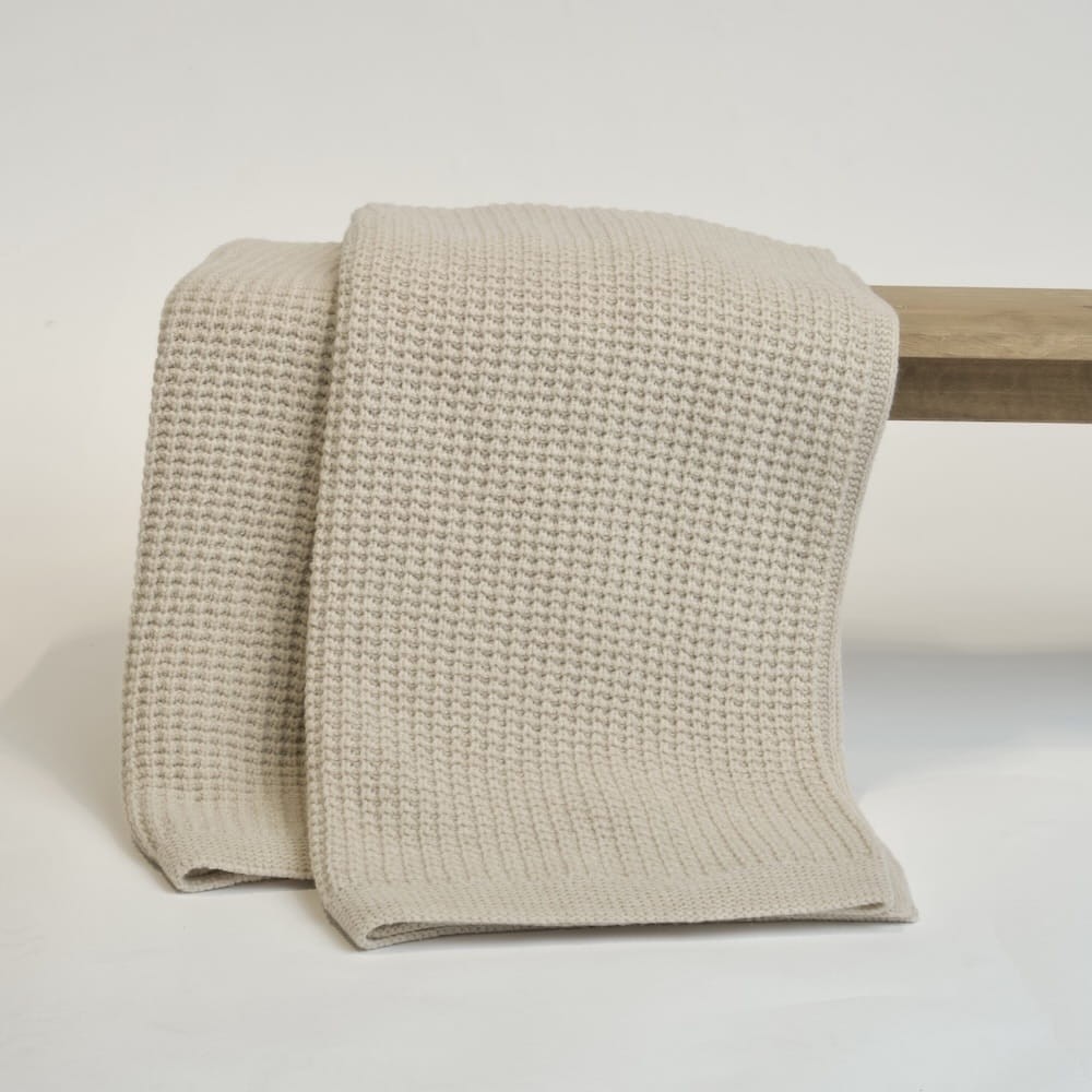 Koc z Wełny Merino 100% Beżowy