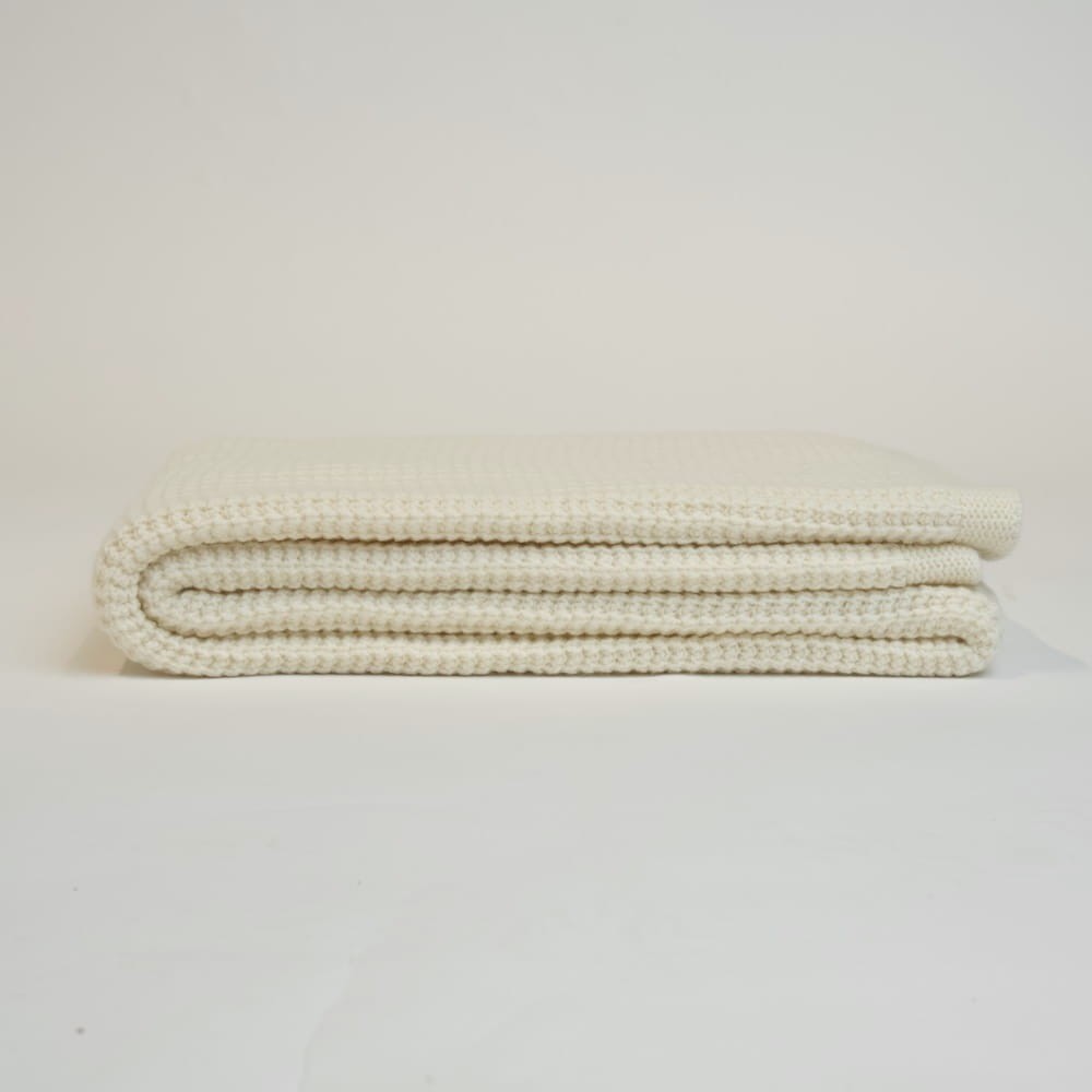 Koc z Wełny Merino 100% Ecru