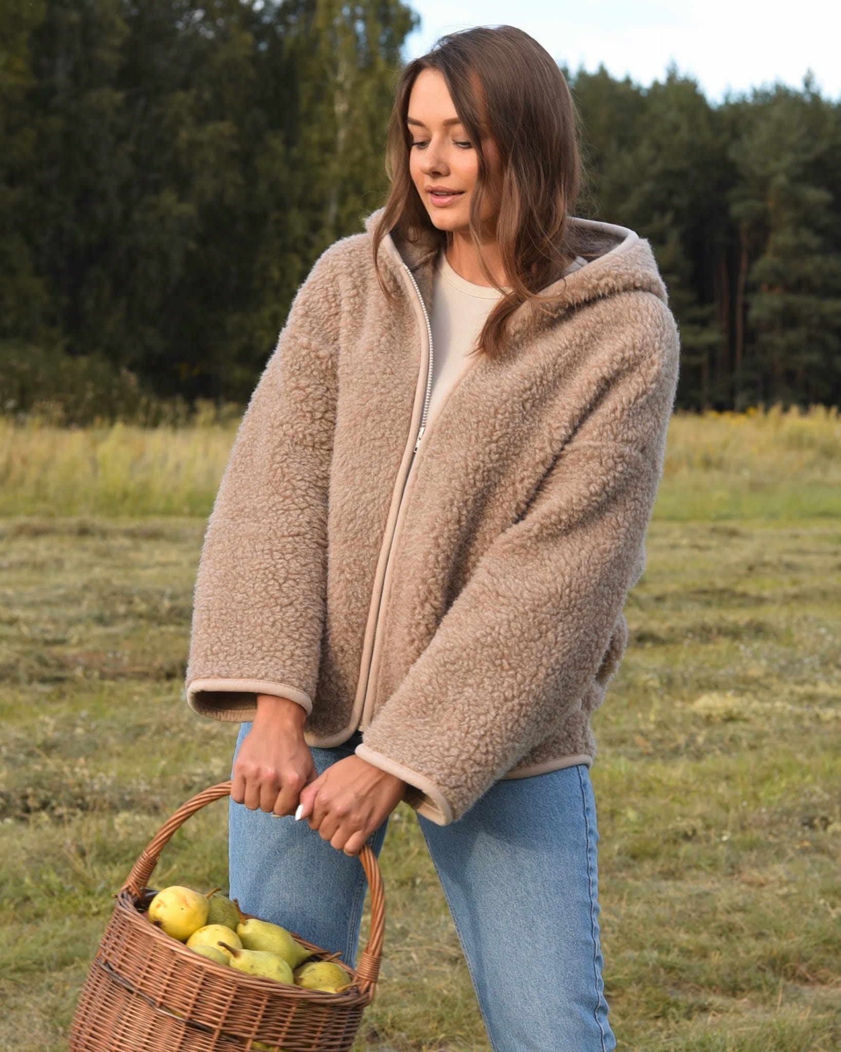 Kurtka z Wełny Merino Oversize TAUPE