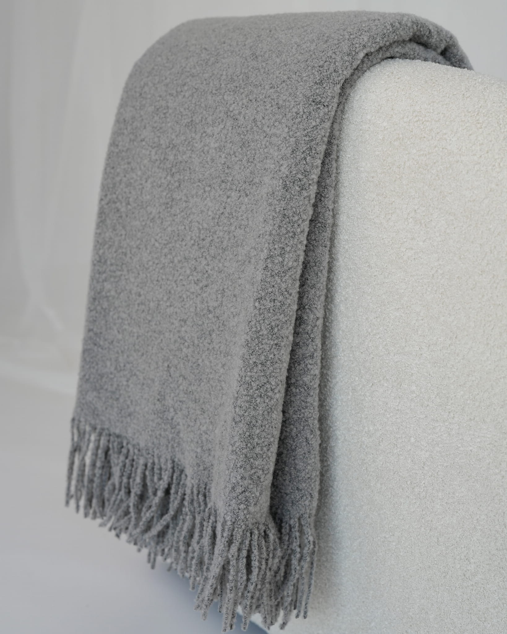 Koc Merino Bouclé Szary