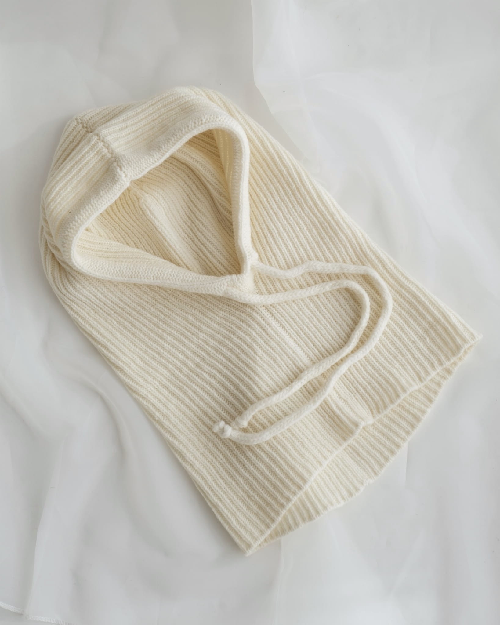 Kaptur Balaclava z wełny merino Ecru