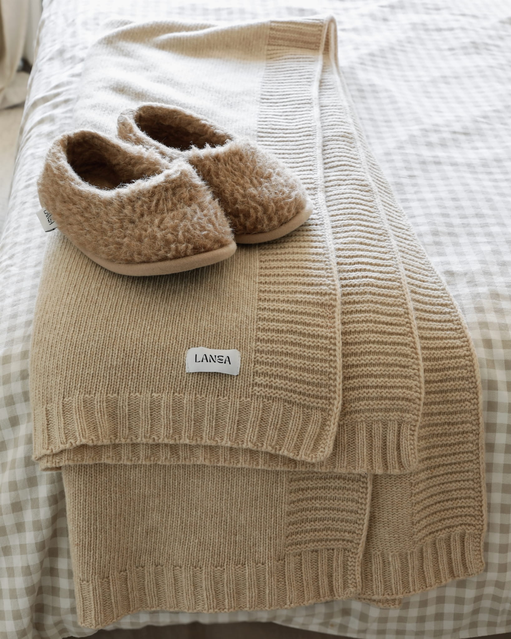 Koc z Wełny Merino 100% Beżowy