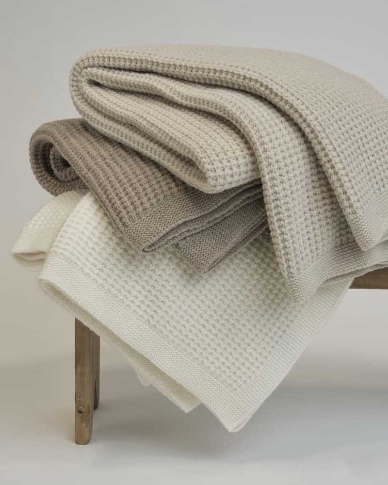 Koc z Wełny Merino 100% Beżowy