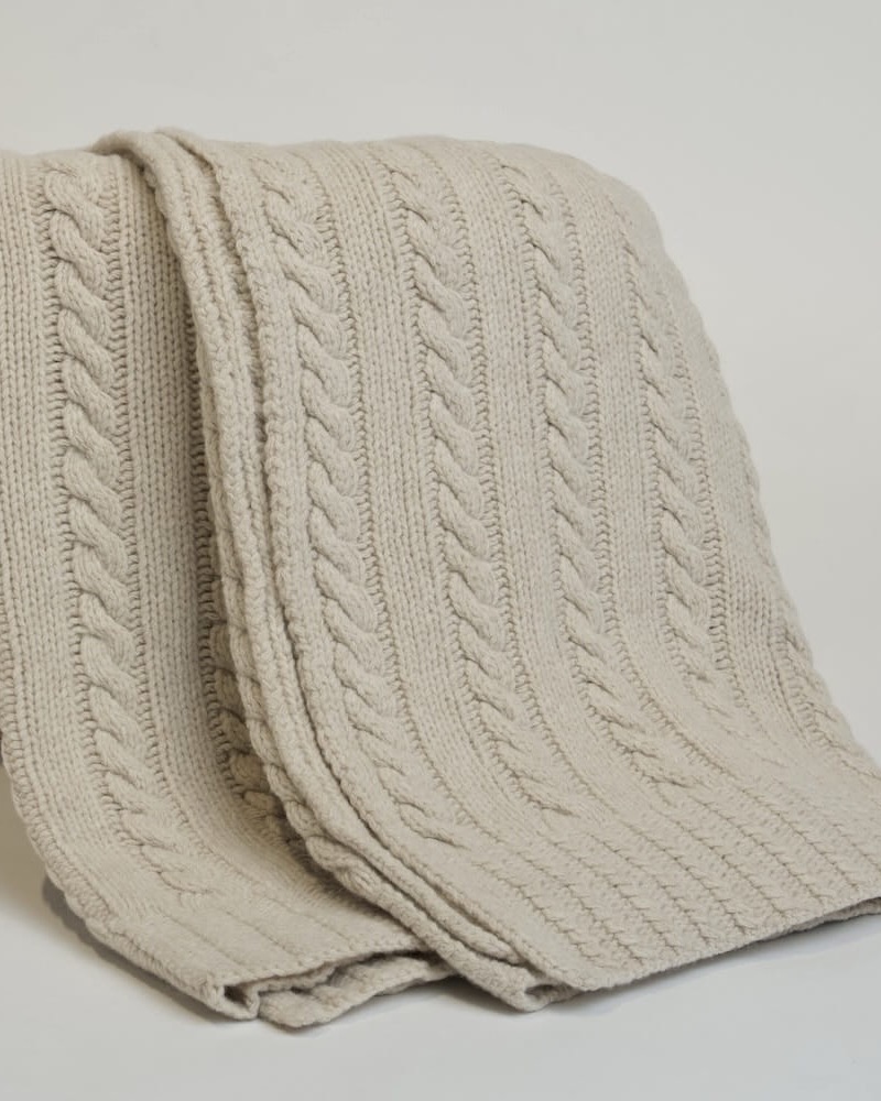 Koc z Wełny Merino 100% Beżowy