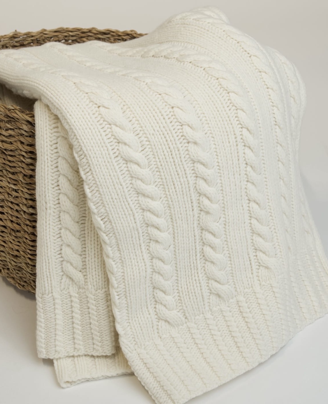 Koc z Wełny Merino 100% Ecru