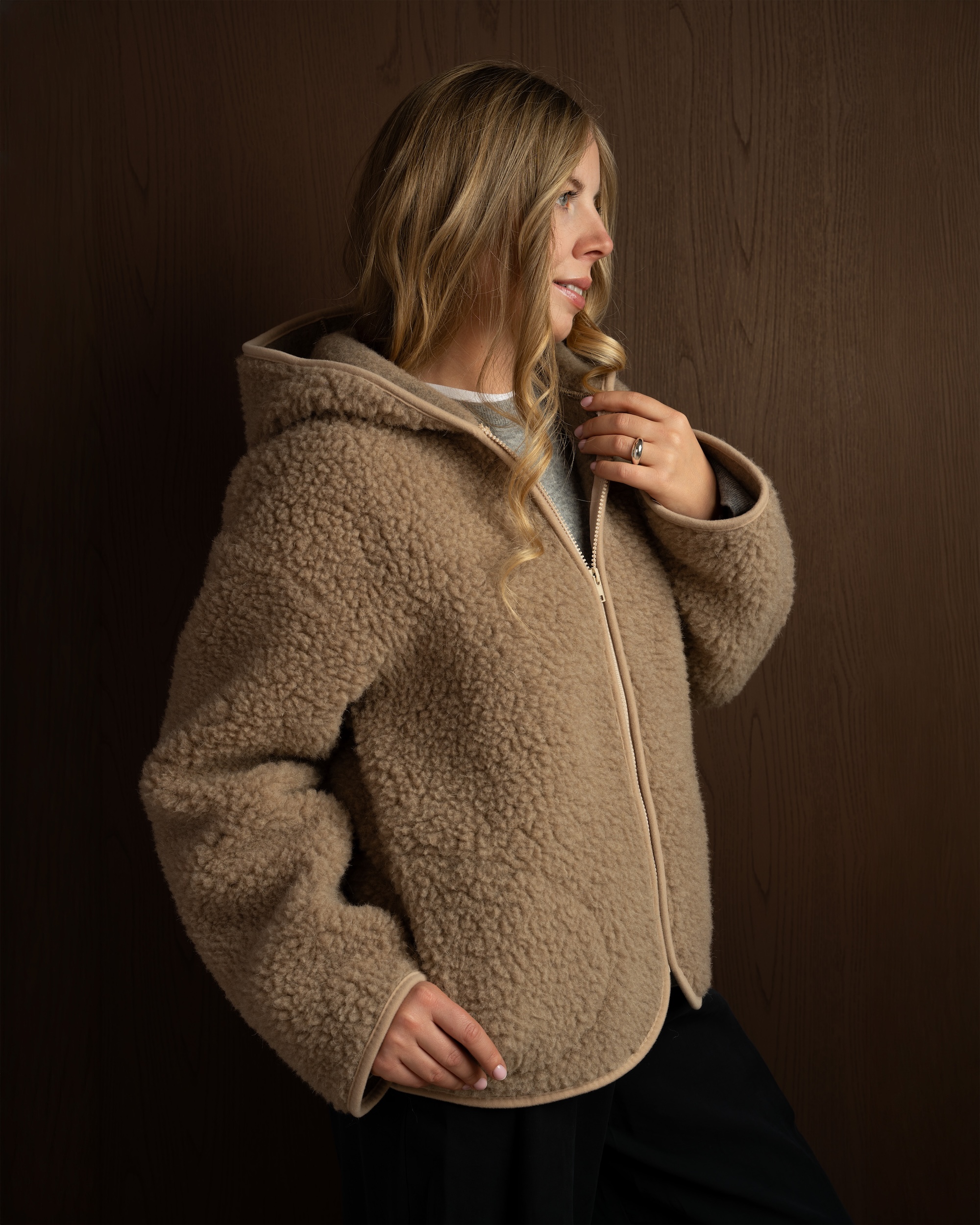 MEGGIE Kurtka z Wełny Merino Oversize TAUPE
