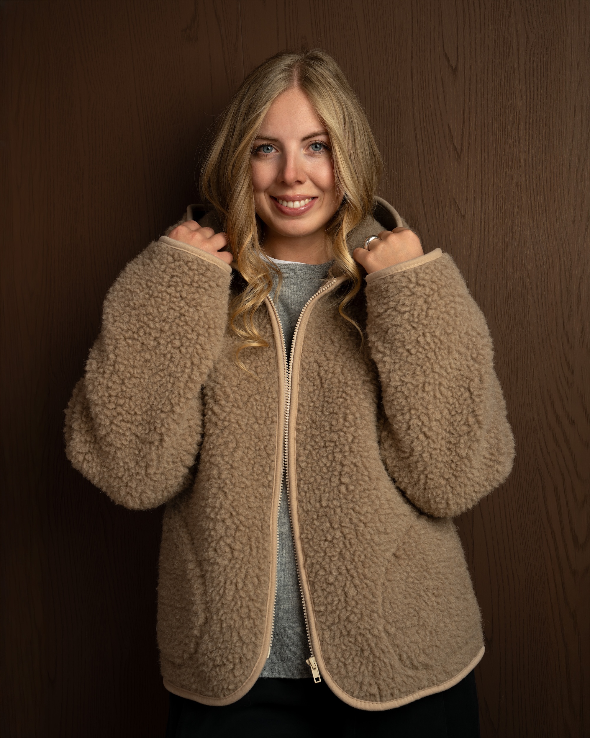 MEGGIE Kurtka z Wełny Merino Oversize TAUPE