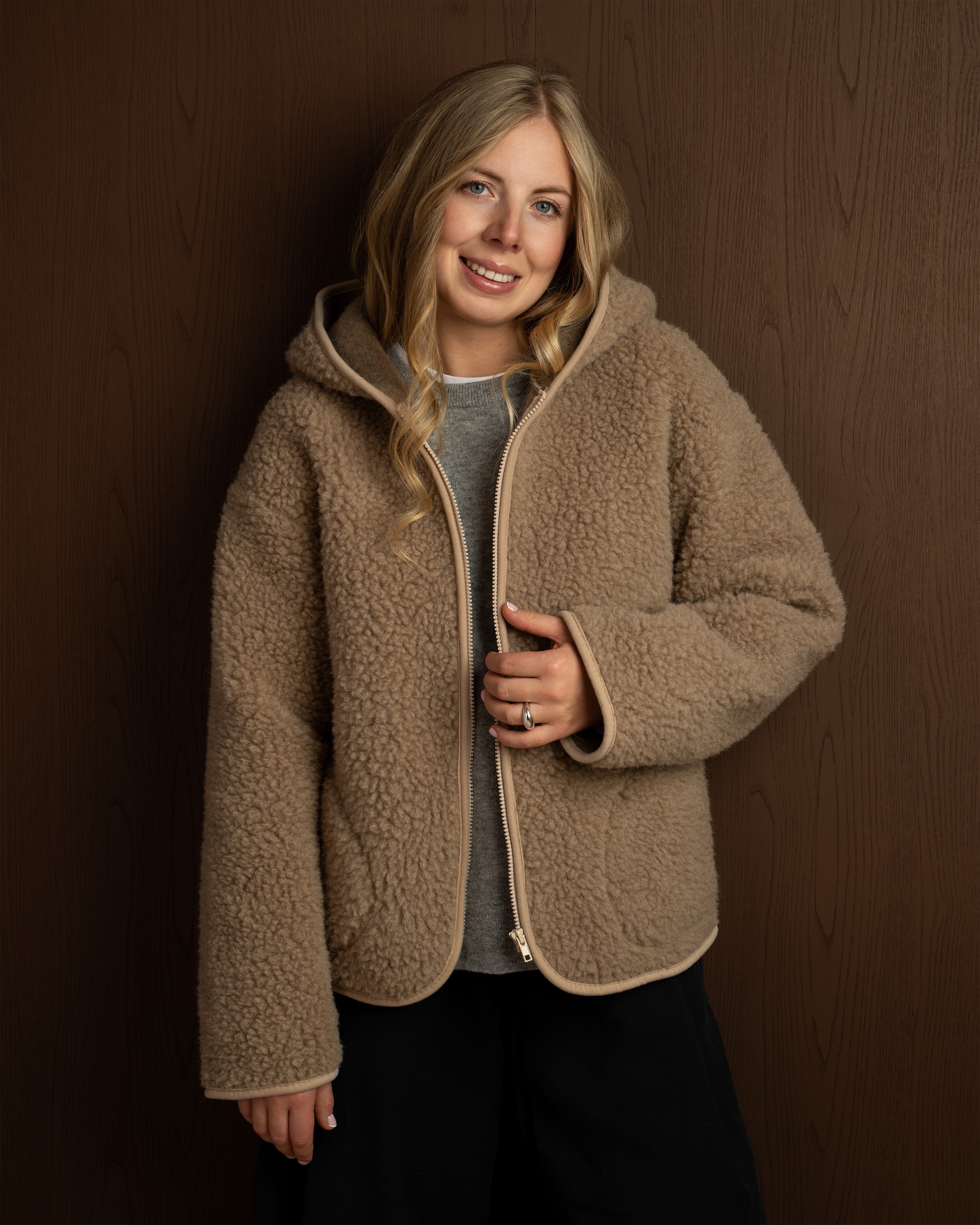 MEGGIE Kurtka z Wełny Merino Oversize TAUPE