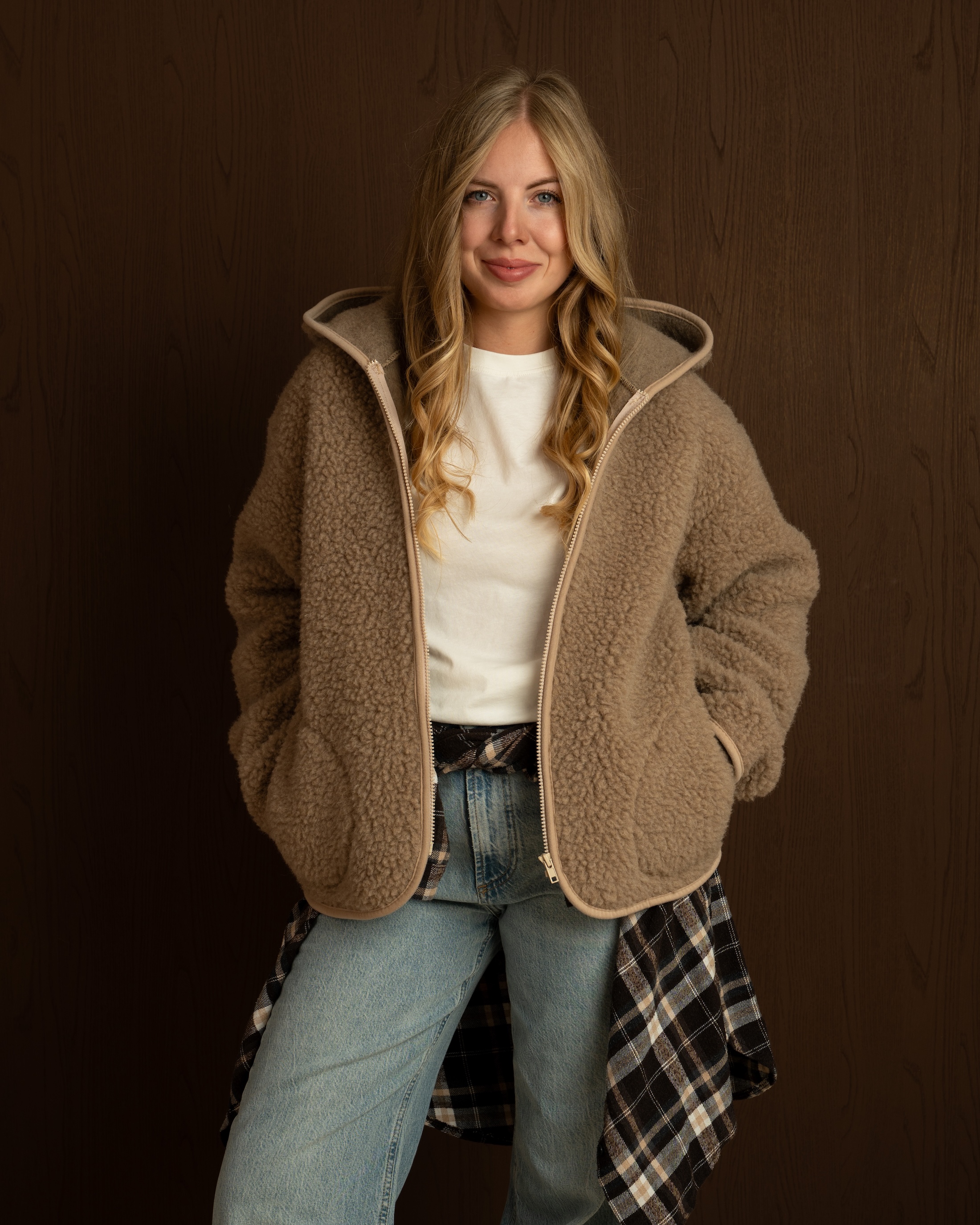 MEGGIE Kurtka z Wełny Merino Oversize TAUPE