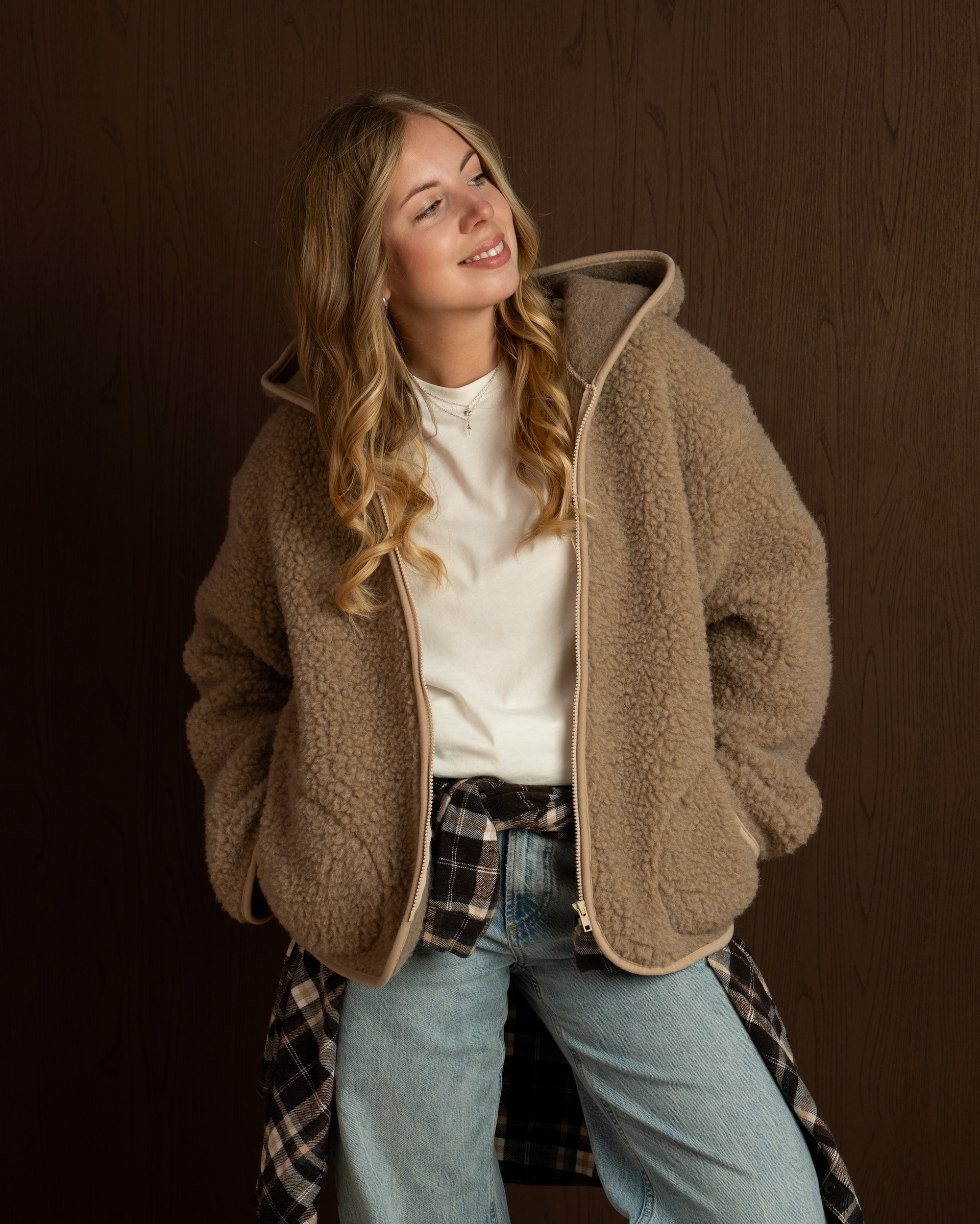 MEGGIE Kurtka z Wełny Merino Oversize TAUPE