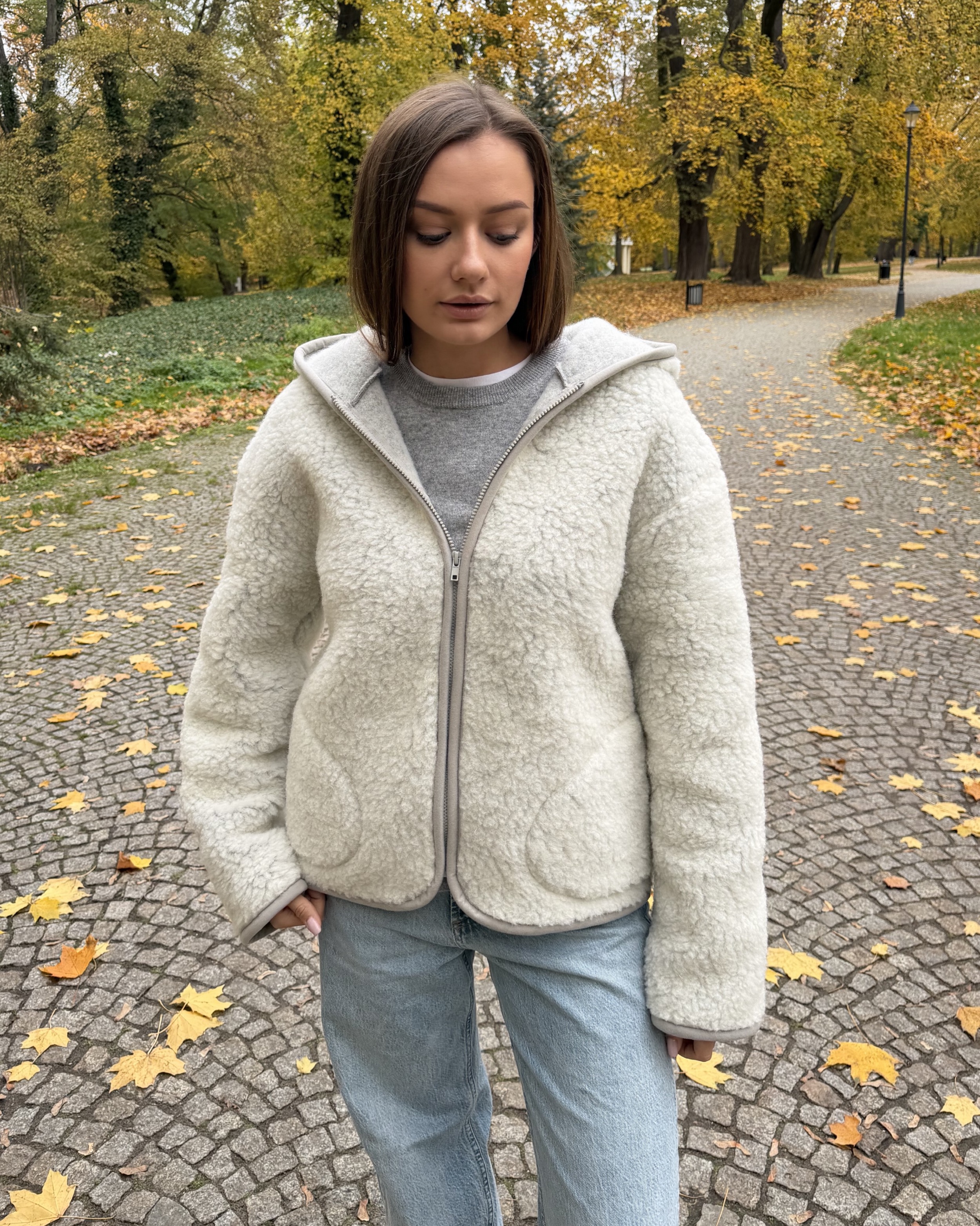 MEGGIE KURTKA MERINO Z KAPTUREM SZARA