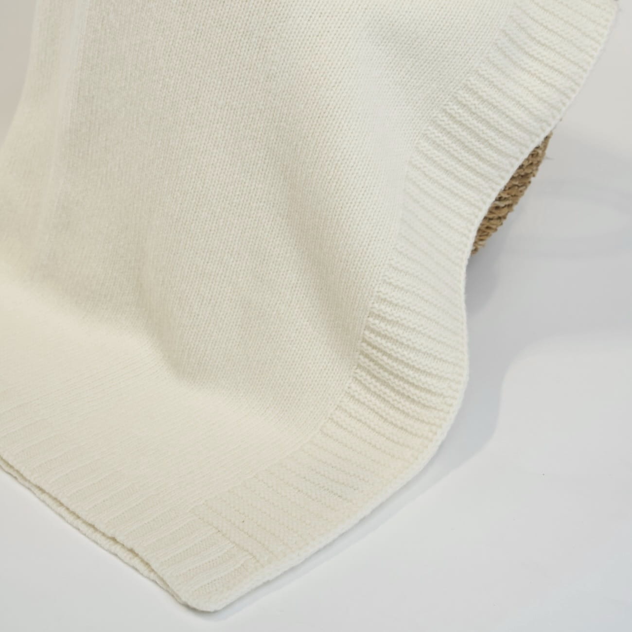 Koc z Wełny Merino 100% Ecru