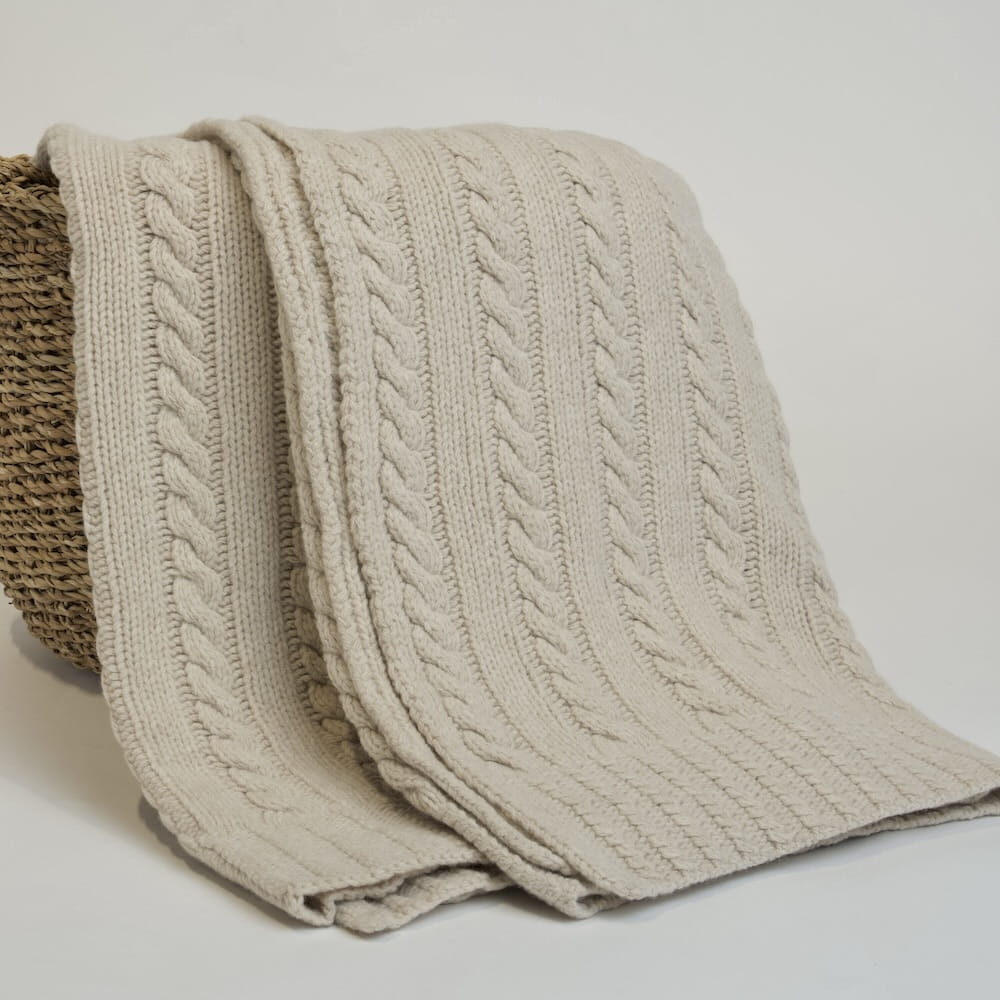 Koc z Wełny Merino 100% Beżowy